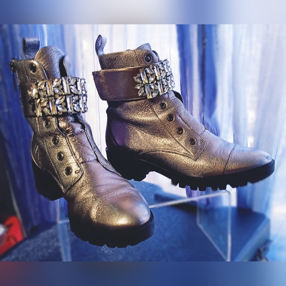 KARL LAGERFELD Crystal Studded Lace Up High top Booties: sz. 9.5 - Picture 4 of 5